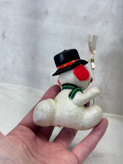 Christmas Snowman Sparkle Ornament Vintage #2007