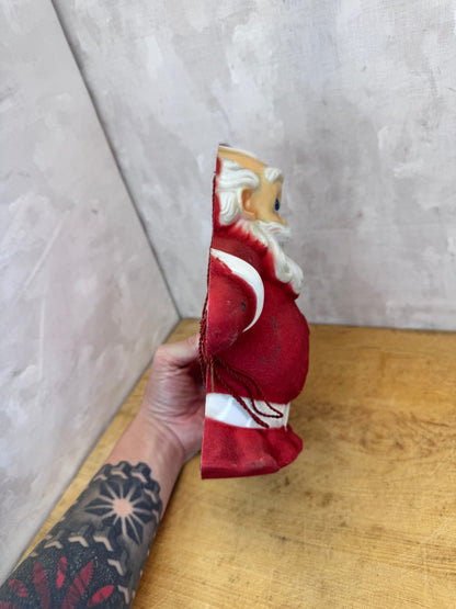 Red Flocked Santa Blow Mold Vintage #1673