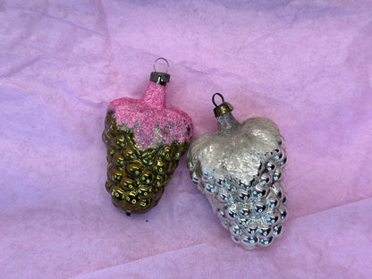 Pair of Grape Christmas Ornaments Vintage #1691