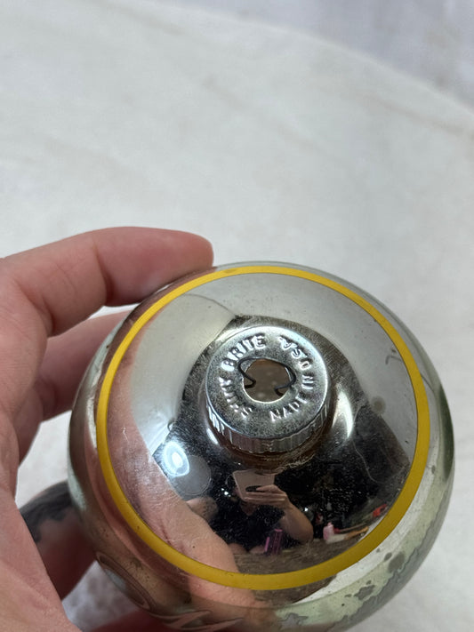 Shiny Brite Merry Christmas Stencil Stripe Glass Ornament Vintage #2153