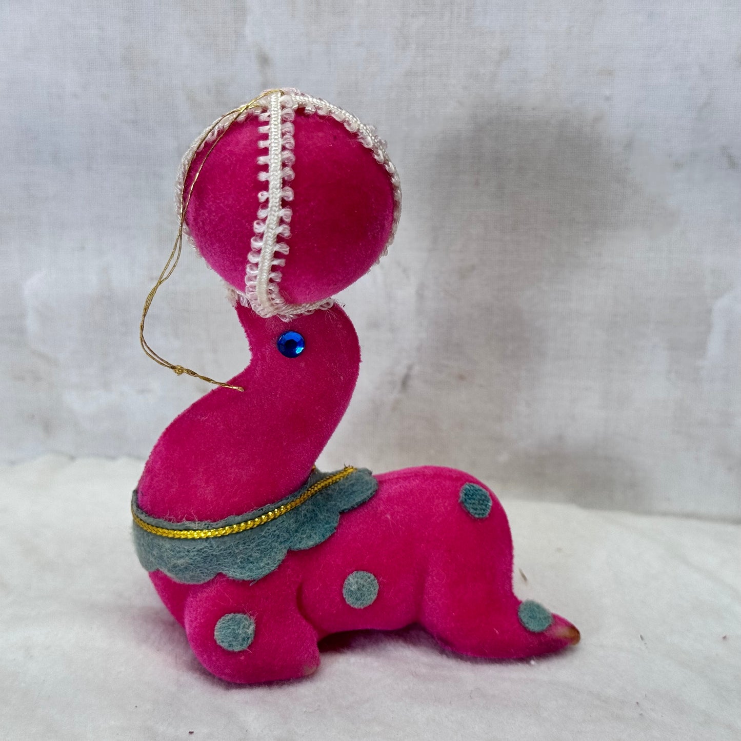 Pink Flocked Circus Seal Ornament Vintage Japan #2139
