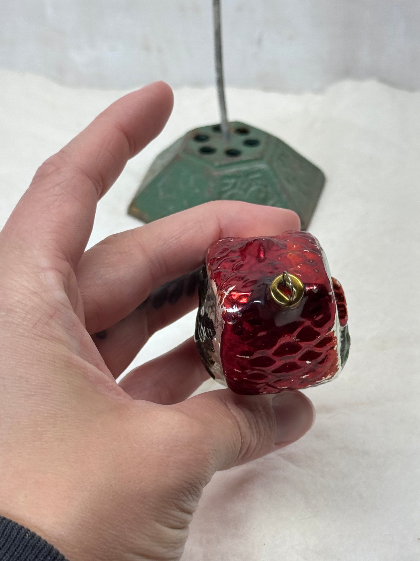 Vintage Christmas Painted House Glass Ornament #1793