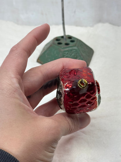 Vintage Christmas Painted House Glass Ornament #1793