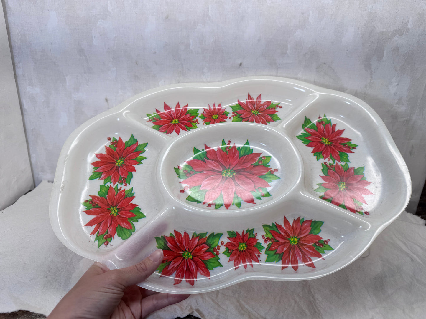 Christmas Hard Plastic Serving Tray Vintage #2073