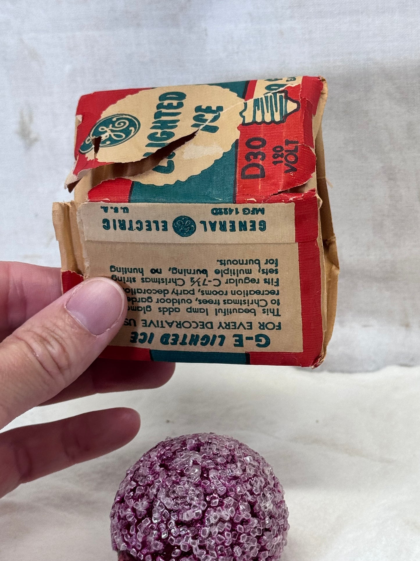 Purple Lighted Ice Lightbulb Vintage D30 120 Volt NOS #1876