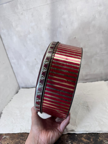 Hummingbird Christmas Tin Round Empty Vintage #1888