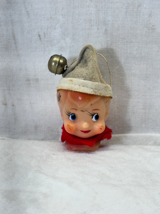 Vintage Felt Pixie Elf Head Ornament #2001