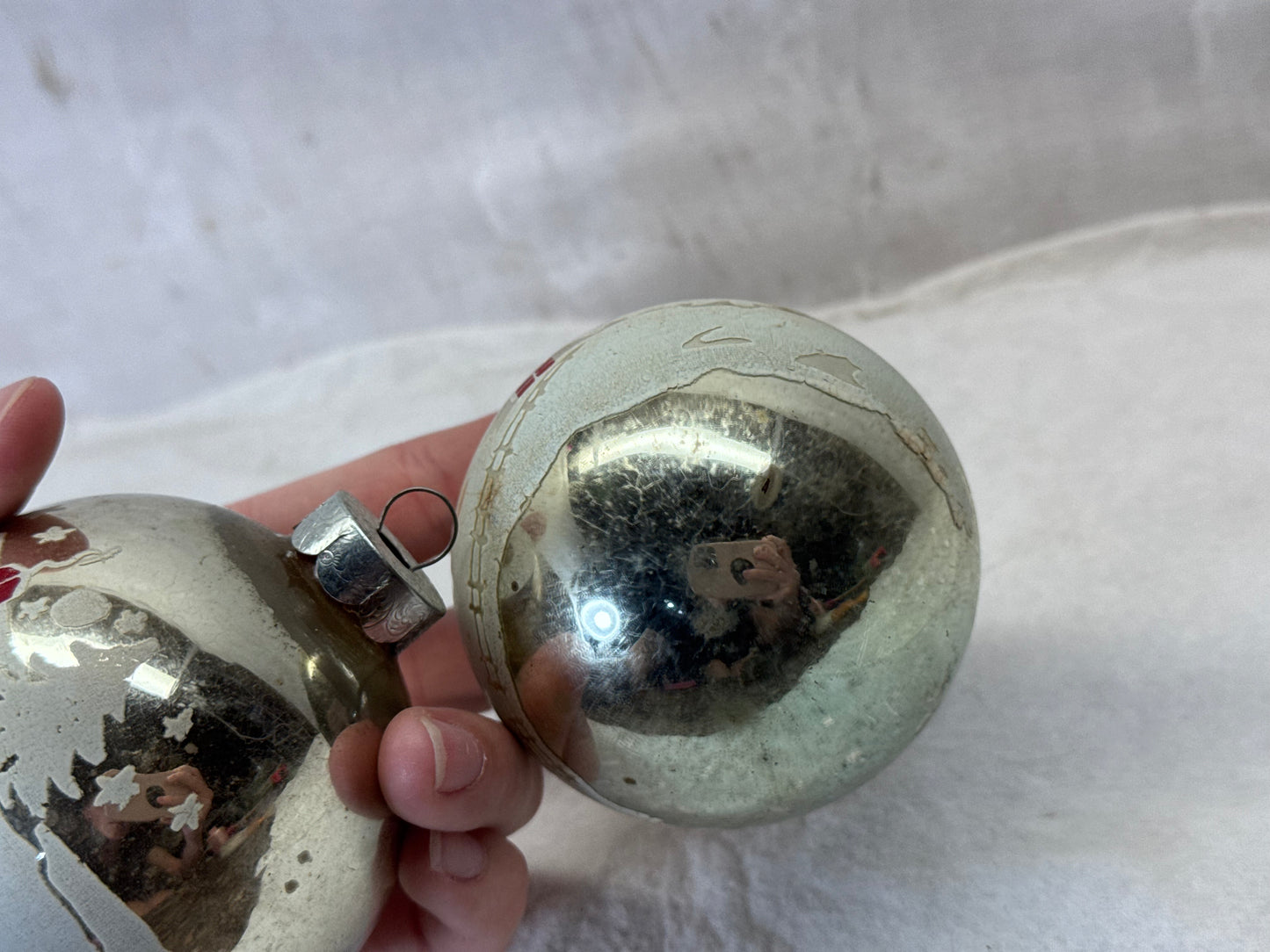 Vintage Shiny Brite Stencil House Glass Ornaments #2158