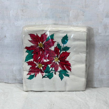 Christmas Poinsettia NOS Napkins #2145 Vintage