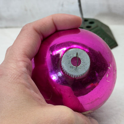 Pink Silent Night Glass Ornament Shiny Brite Vintage #2063