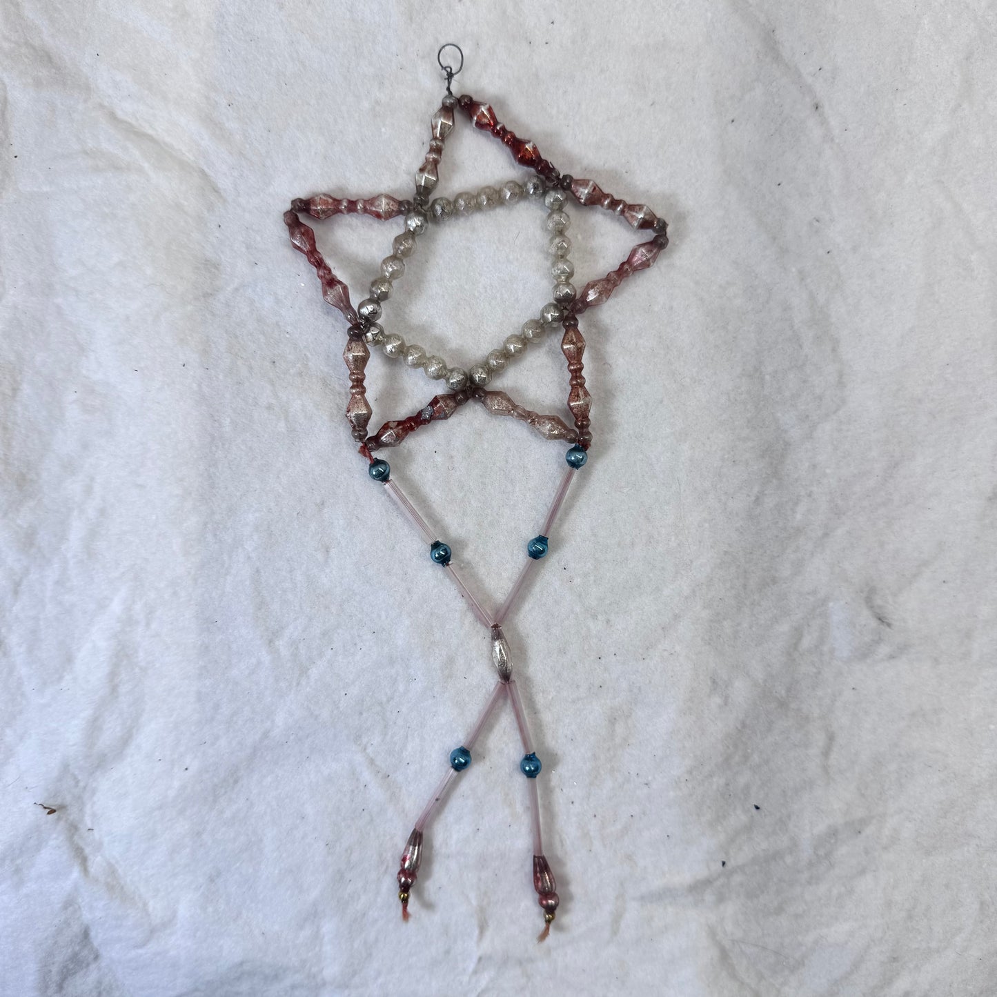 Victorian Dangle Glass Beaded Star Ornament #2091