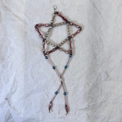 Victorian Dangle Glass Beaded Star Ornament #2091