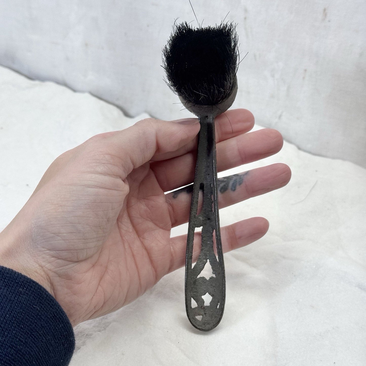 Vintage Shoe Shining Brush Art Deco Metal Handle