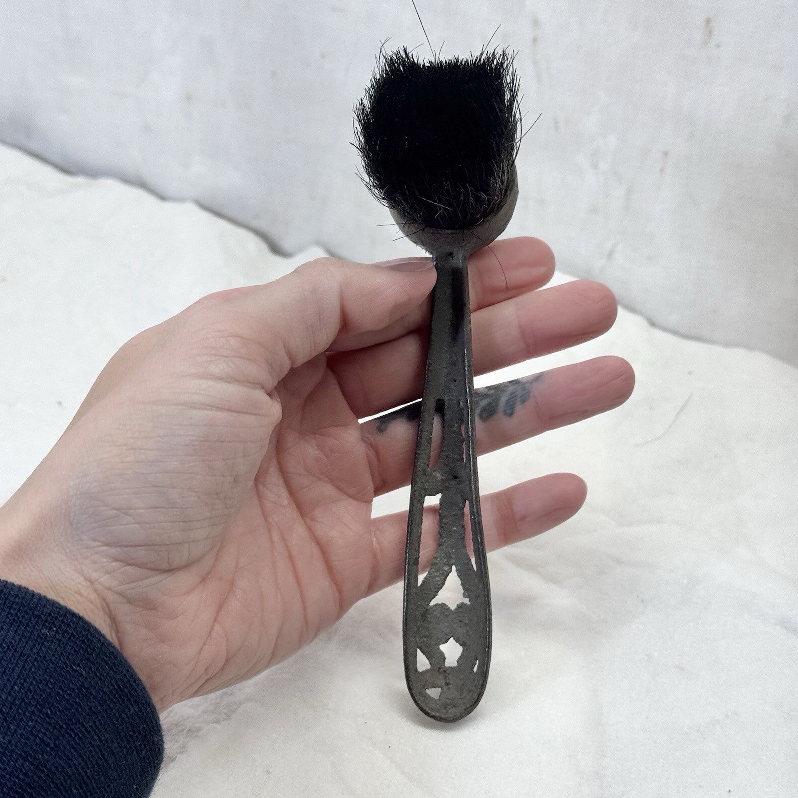 Vintage Shoe Shining Brush Art Deco Metal Handle