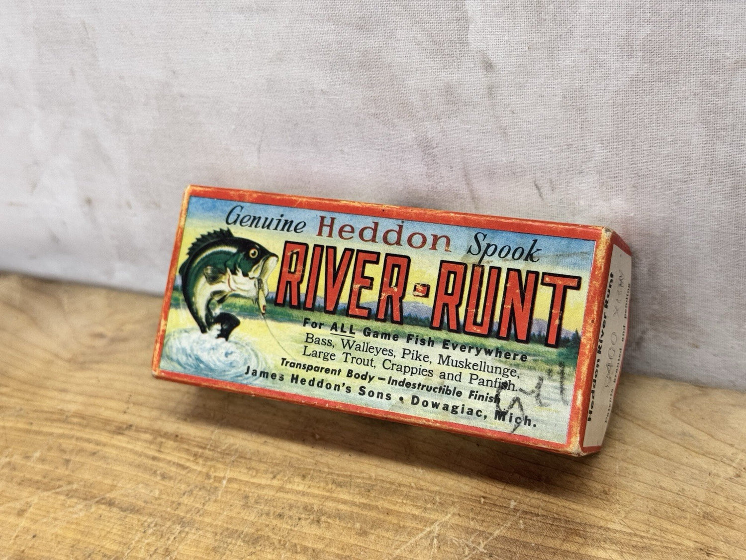 Heddon Spook River Runt Empty Box Fishing Antique #S-1528