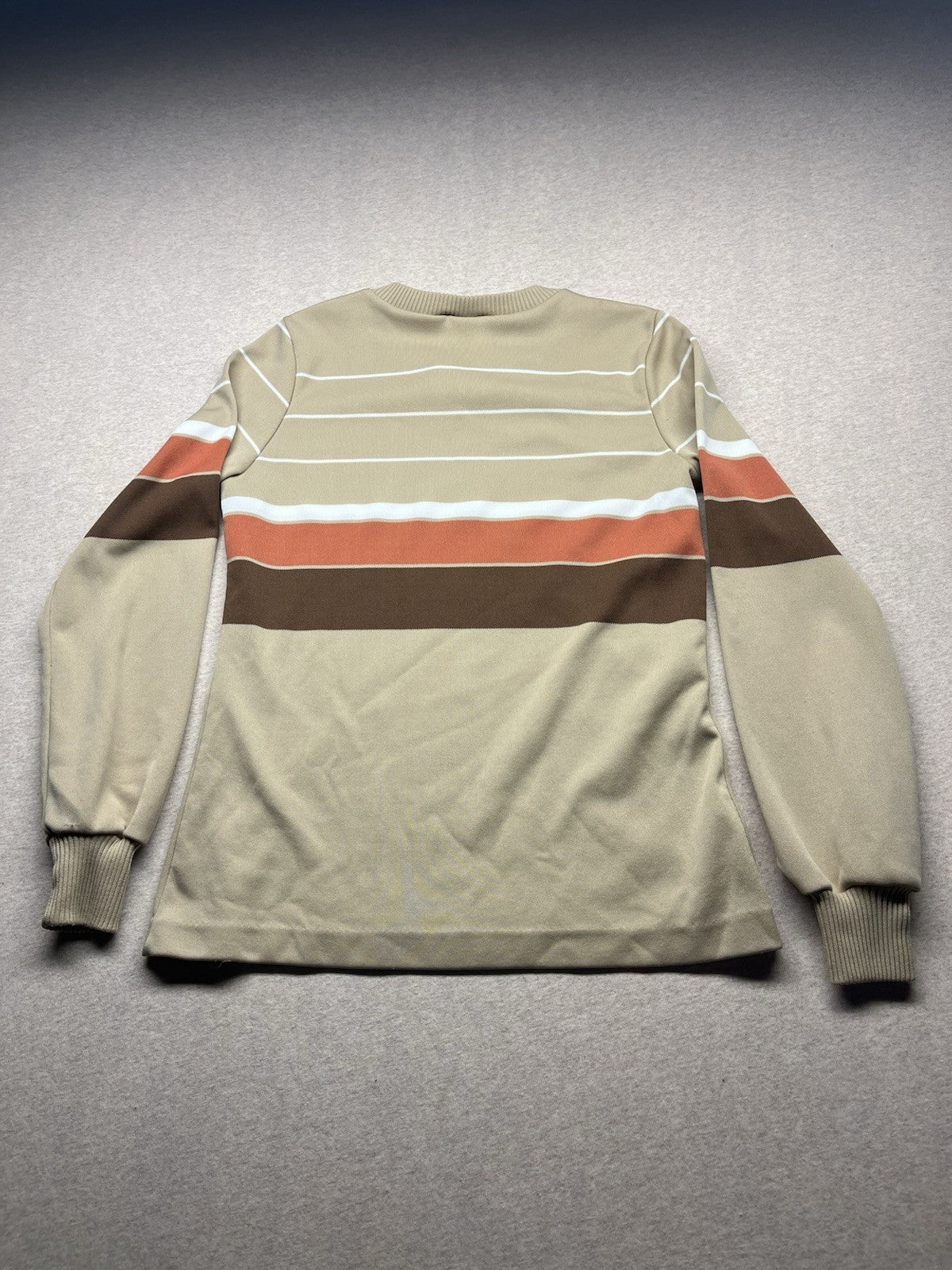 1970s Men’s Beeline Union Brown Striped L Sleeve Knit Shirt