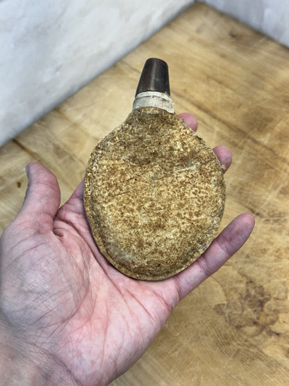 Shot Pouch Carved Horn Vtg Empty #S1496