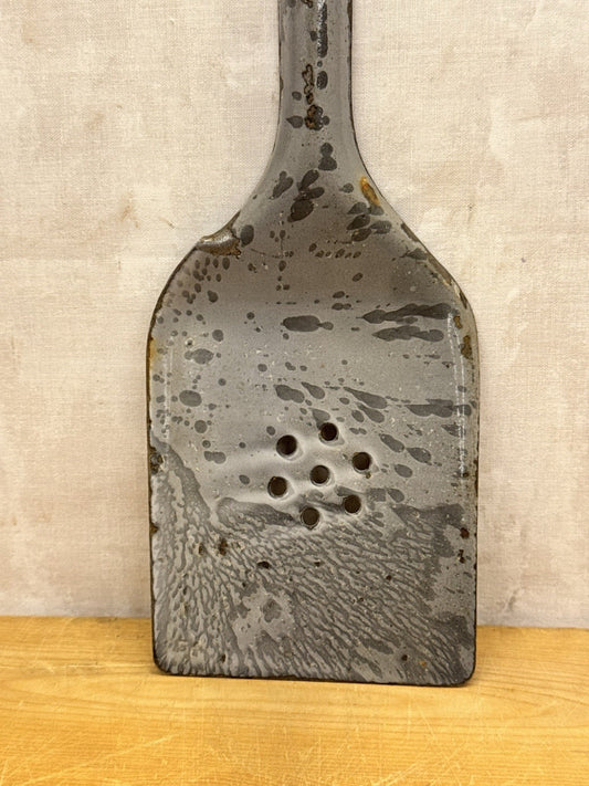 Grey Enamel Splatter Spatula Antique #1186