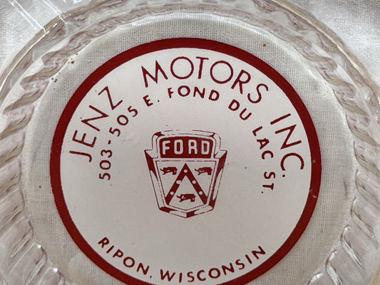 Jenz Motors INC. Ripon Wisconsin Ford Vintage Ashtray #1128