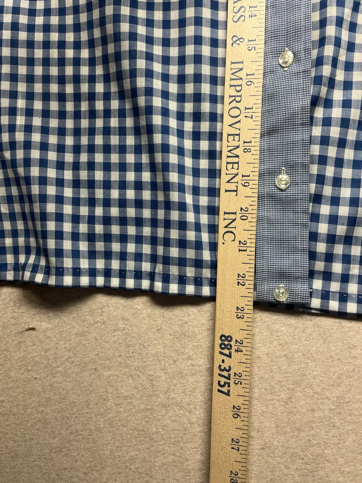 1960s, 70s Women’s Blue Checked L Sleeve Cotton Top