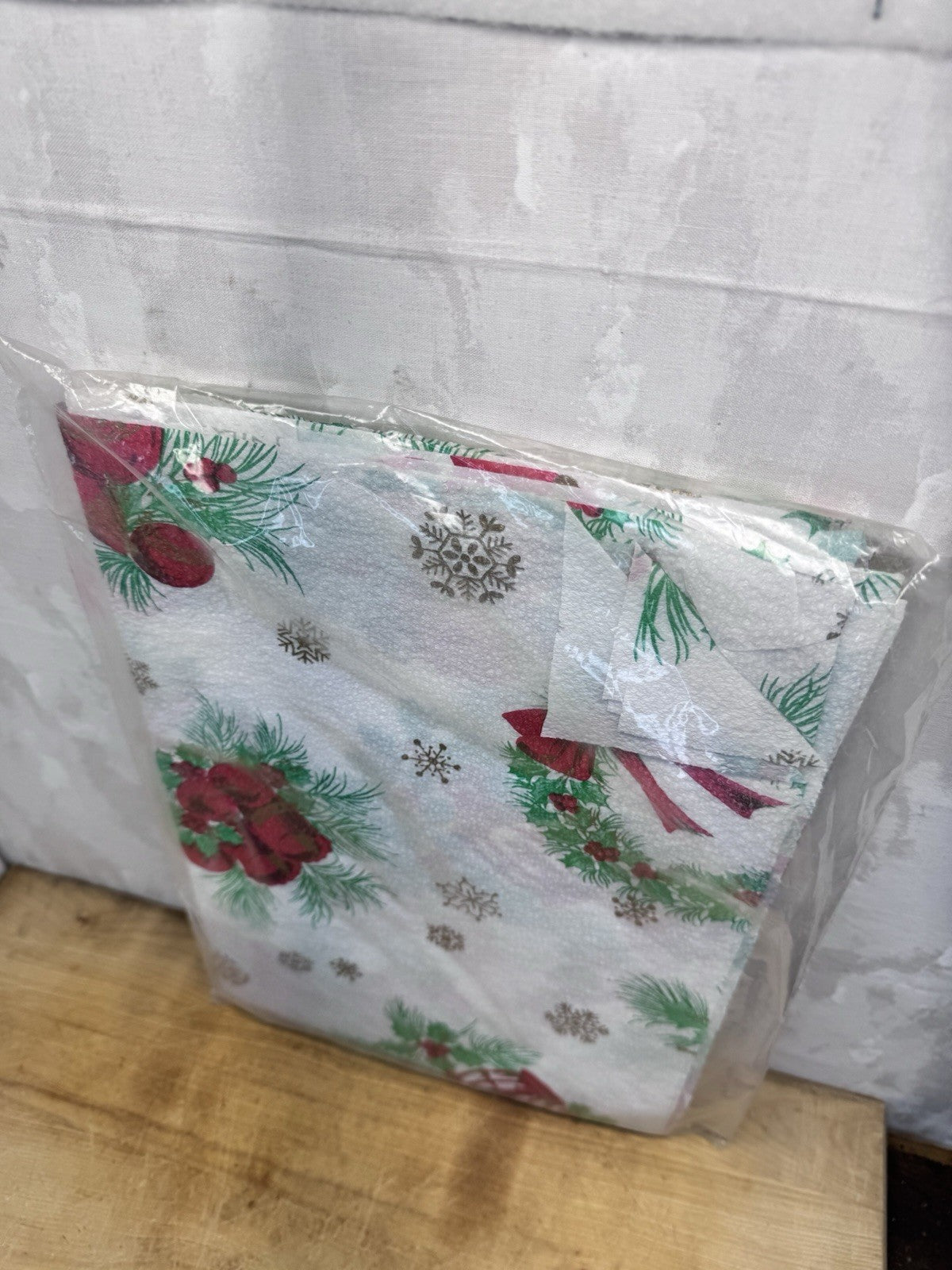 Vintage Plastic Christmas Table Cloth NOS #1515