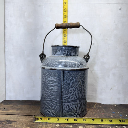 Creamer Can Enamelware Mottled Grey Swirl Splatter Vintage No Lid