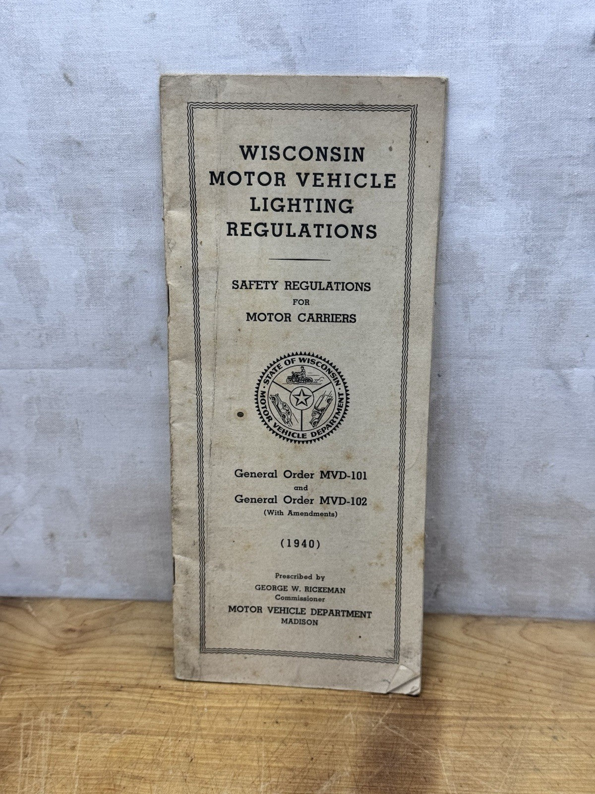 Wisconsin Motor vehicle Lighting Regulations 1940s Pamphlet #1242