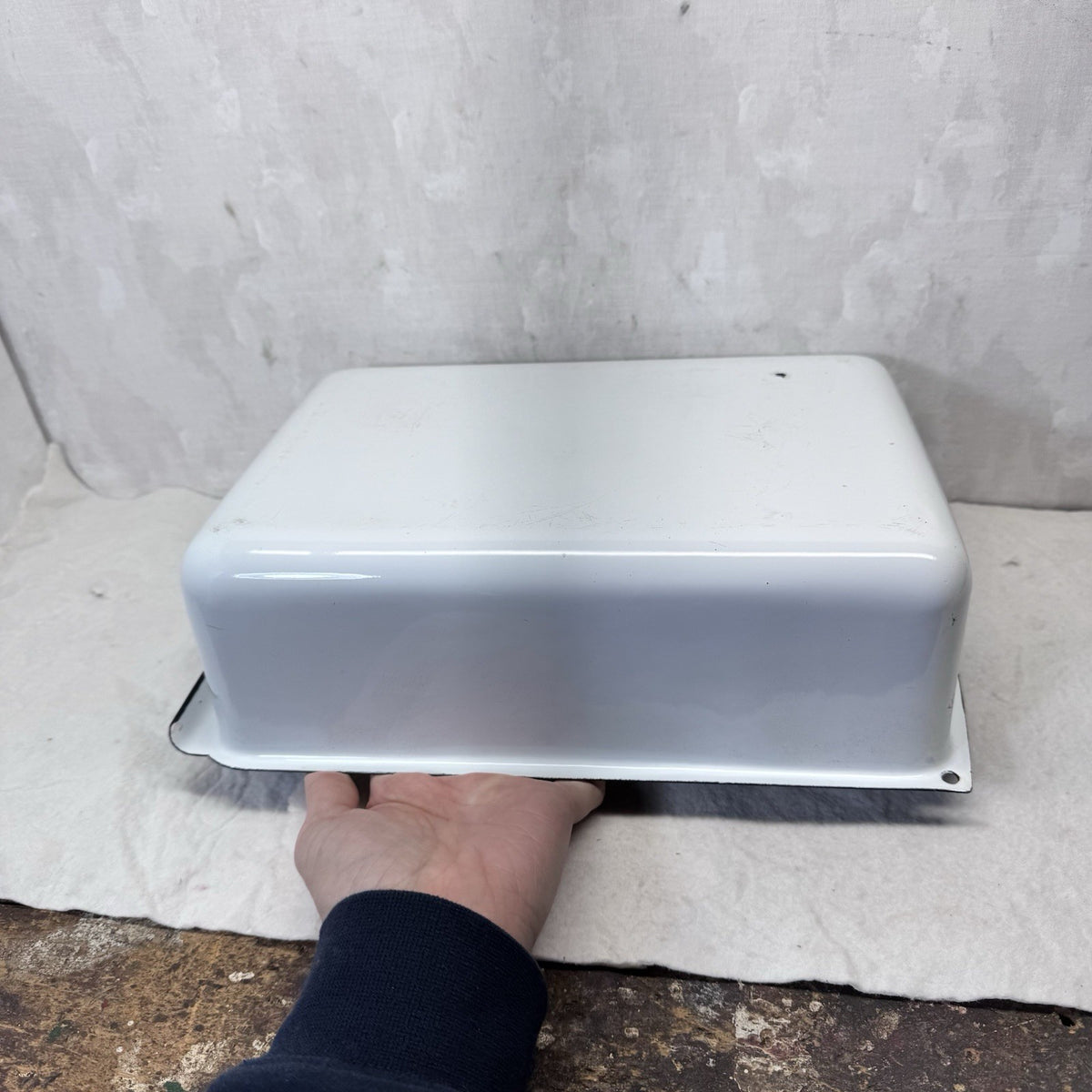 Black And White Enamelware Container Tray Storage Vintage