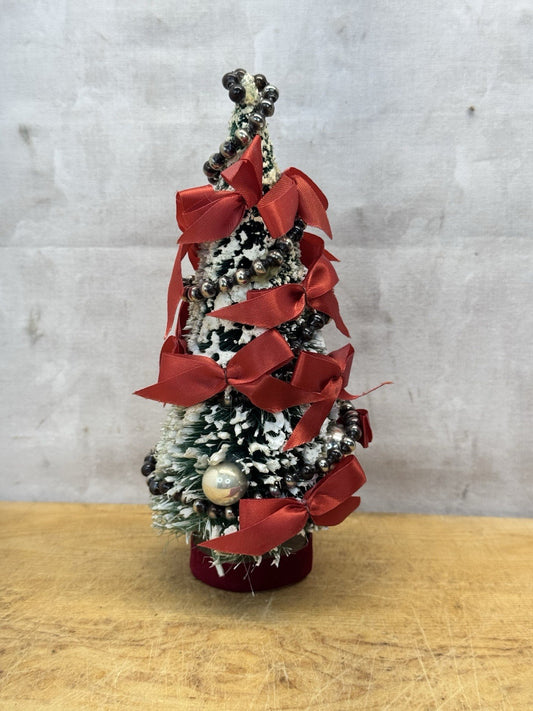 Bottle Brush Christmas Tree With Ornaments Vtg #1349