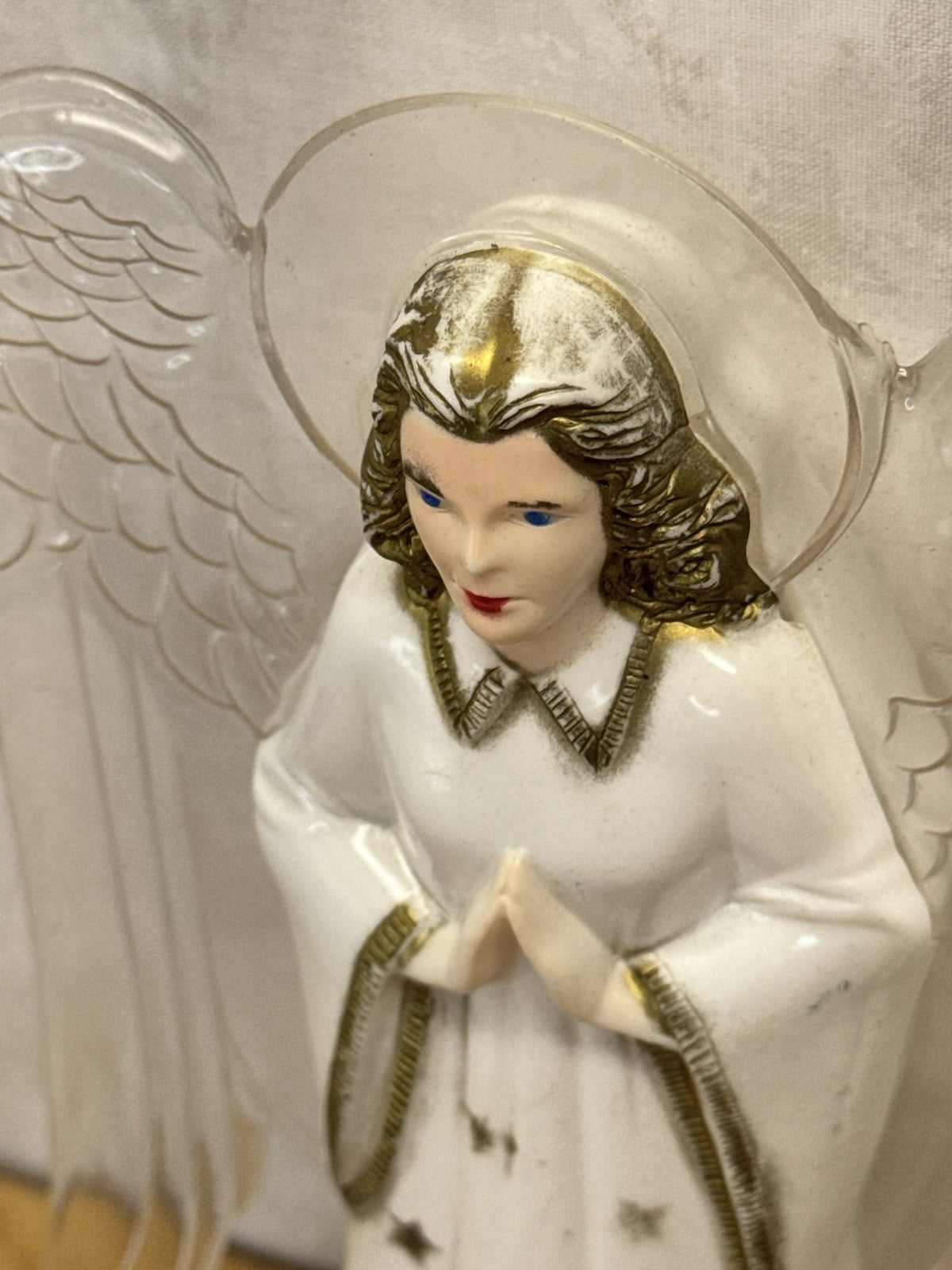 Vintage Plastic Angel Tree Topper Working #1076