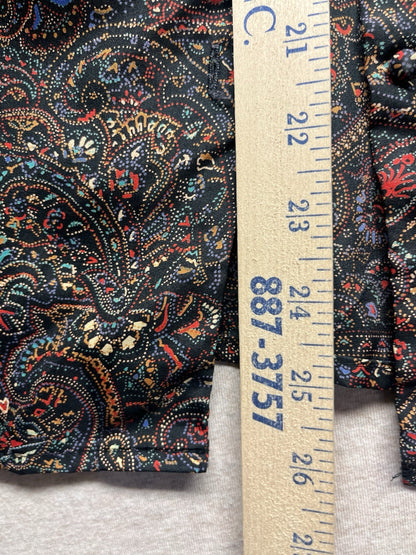 1960s, 70s Women’s Brown Paisley L Sleeve Nylon Top