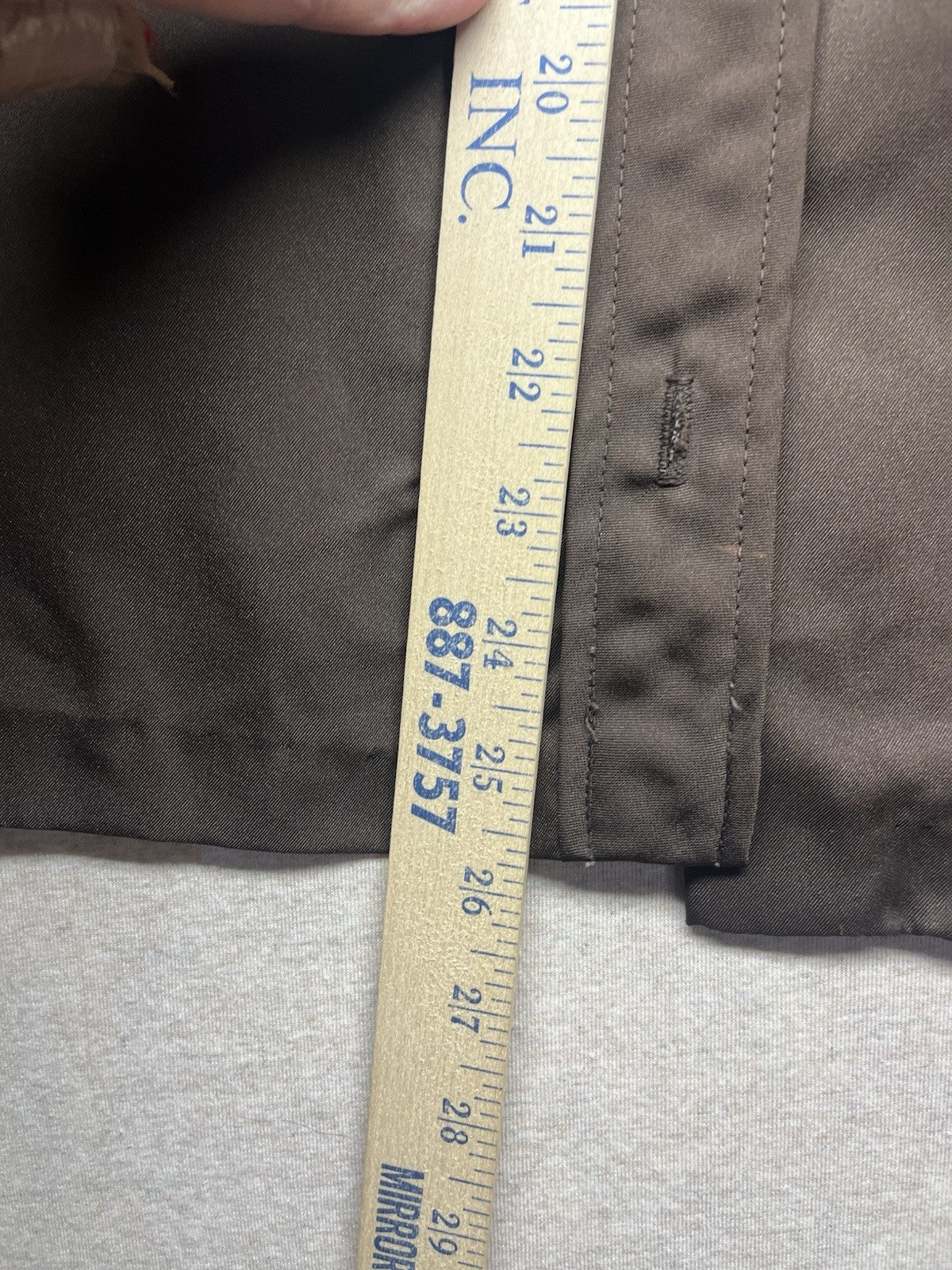 1960s, 70s Women’s L Sleeve Brown Nylon Ruffled Top