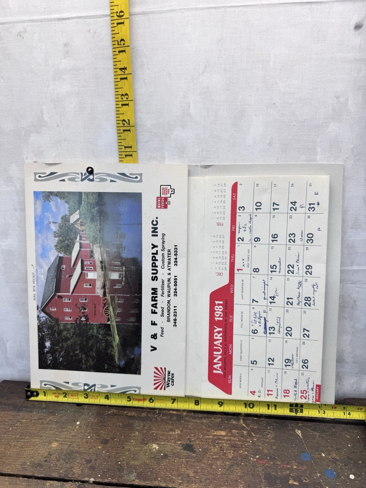 Brandon Waupun Atwater Wisconsin Calendar Advertisement 1981 #1415
