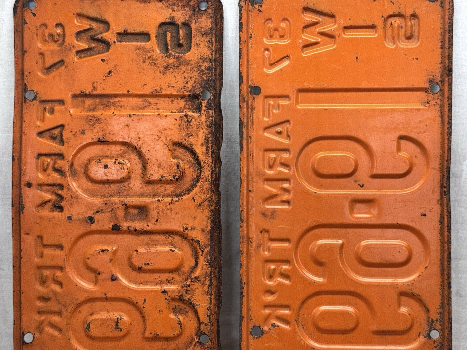 1937/1938 Pair Of Wisconsin Farm Truck Plates #1187