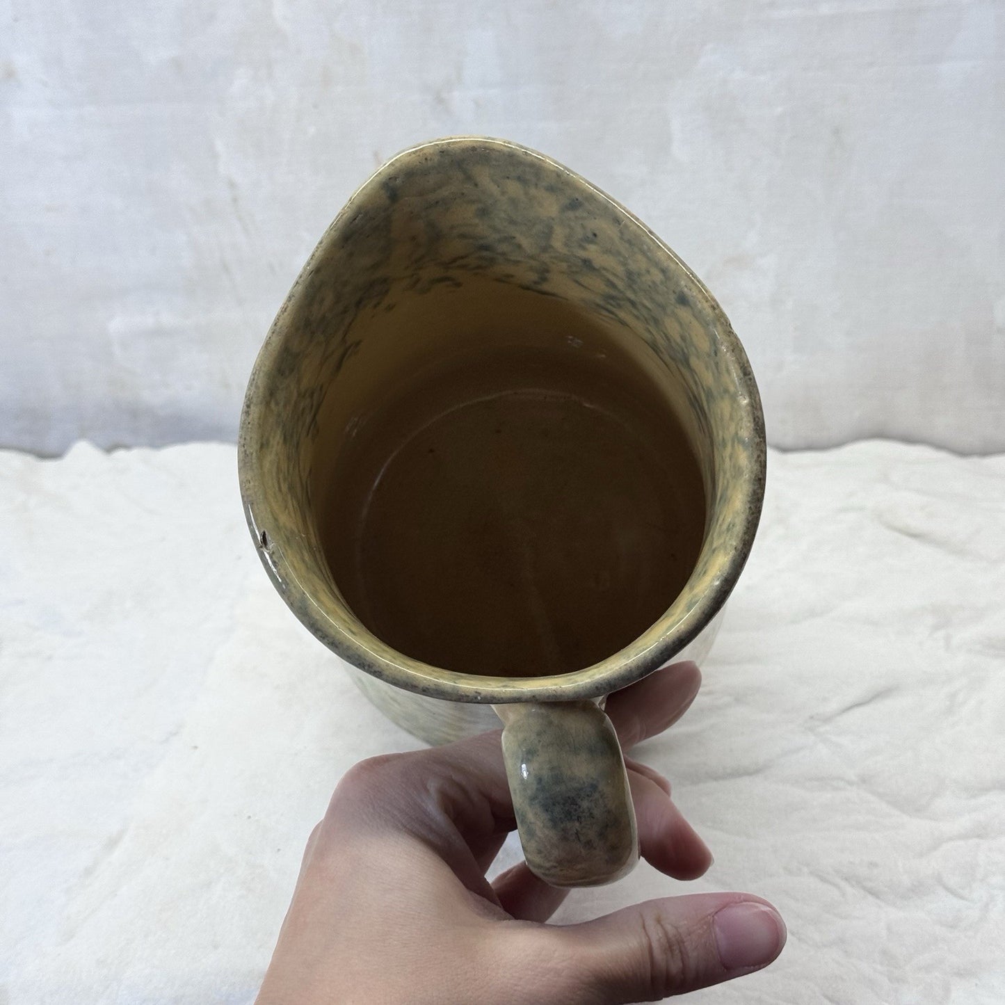 Stoneware Spongeware Pottery Pitcher Vintage