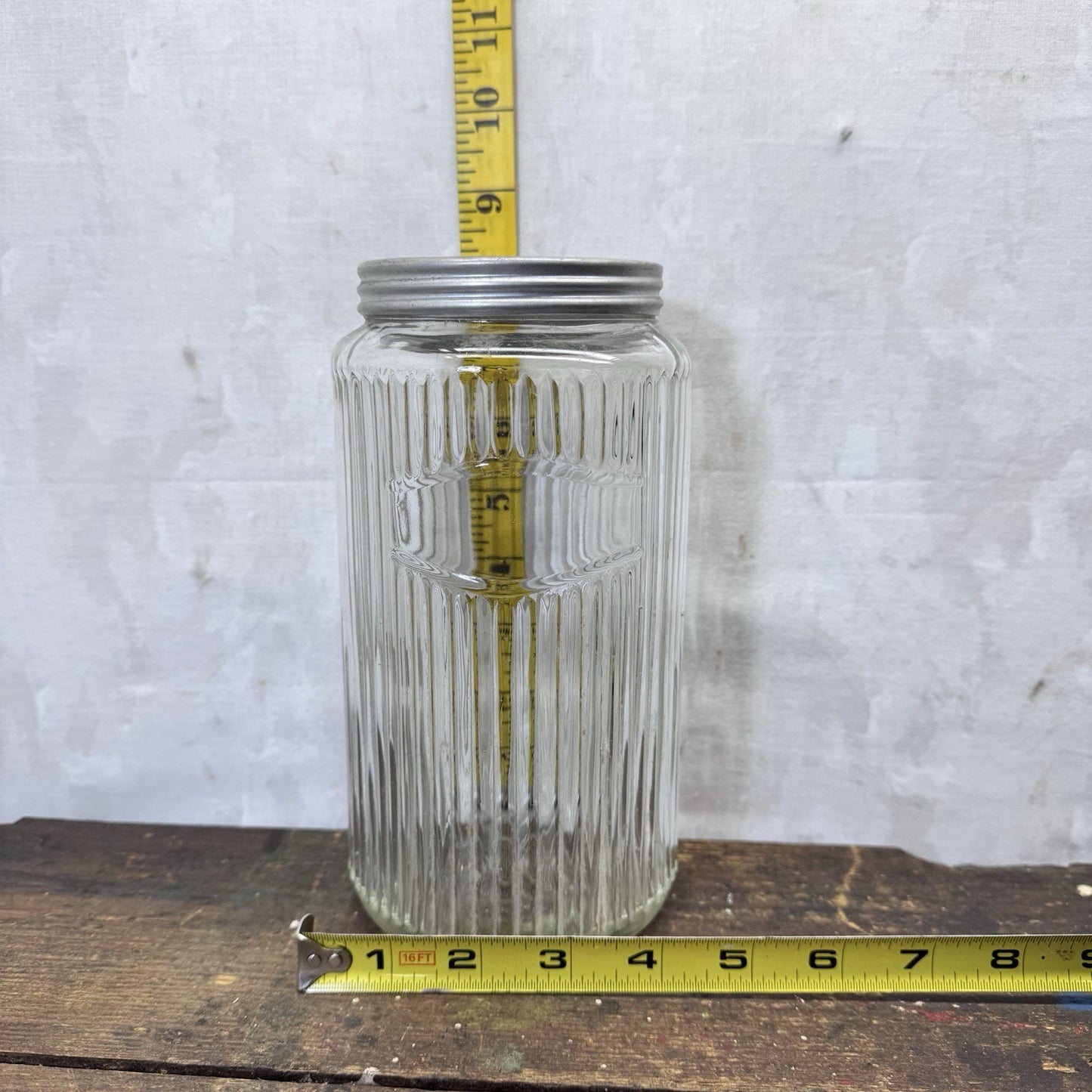 Hoosier Ribbed Clear Jar Tall Vintage Glass