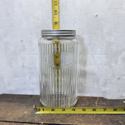 Hoosier Ribbed Clear Jar Tall Vintage Glass
