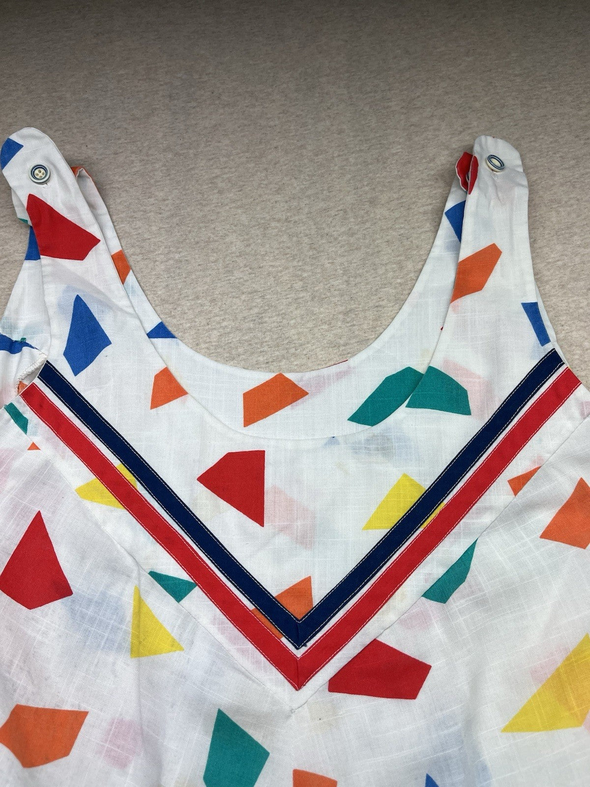 1970-80s Women’s Wht Print Sleeveless Dress