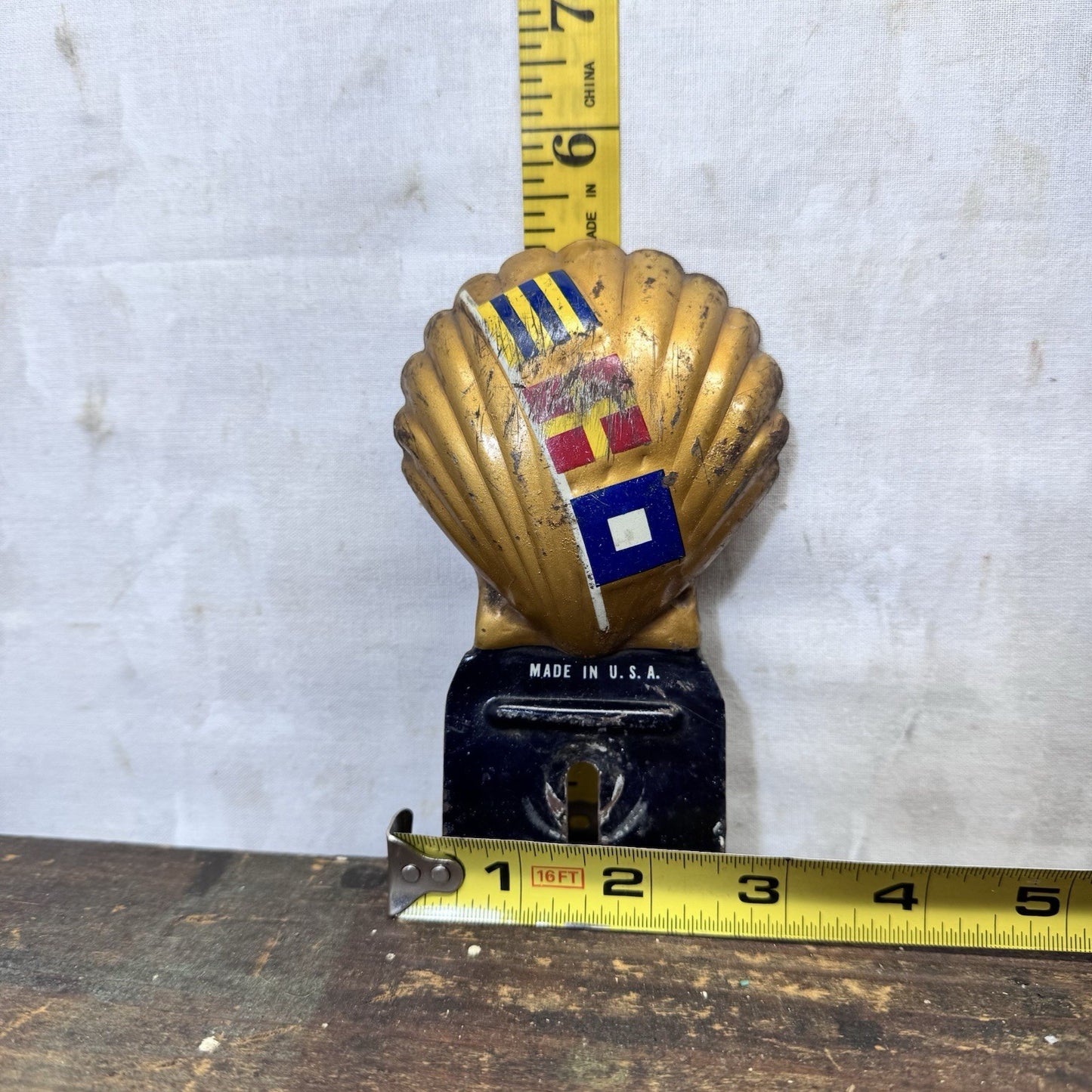 Vintage Shell Oil License Plate Topper
