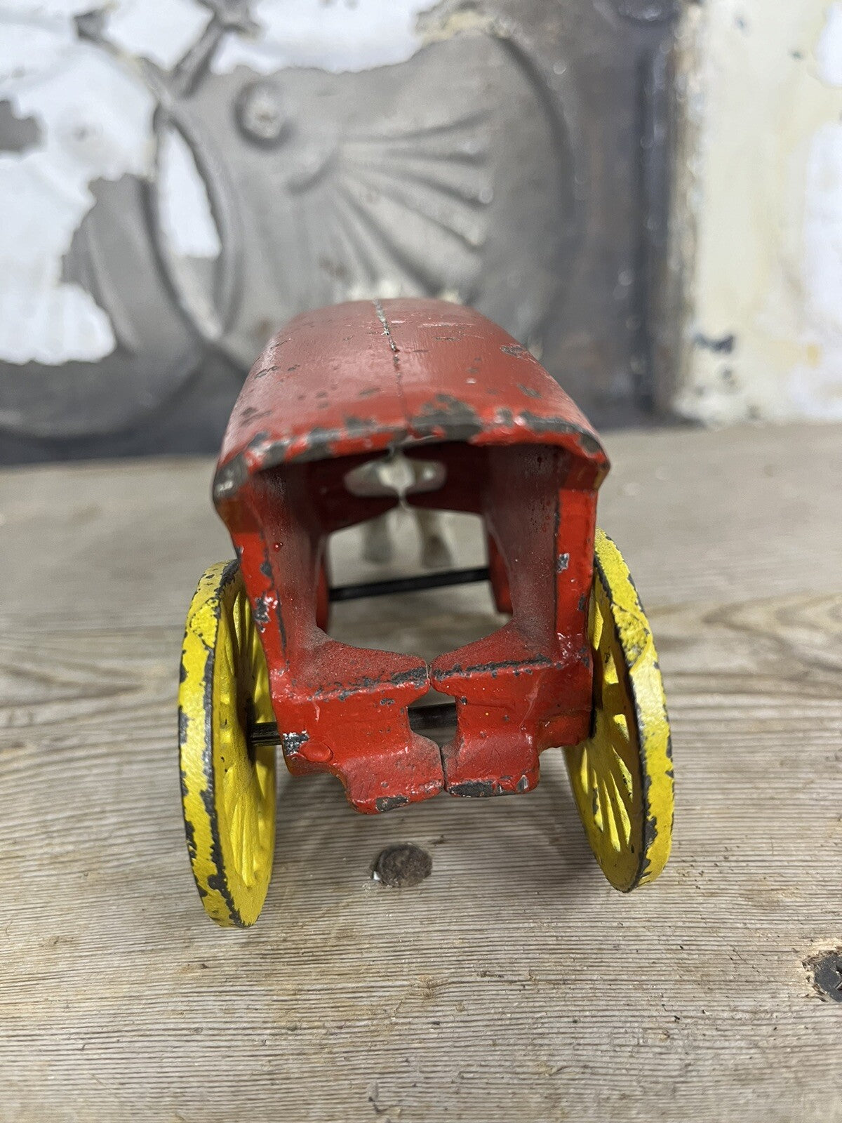 Antique Vintage Cast iron Toy Horse And Wagon,collectible 