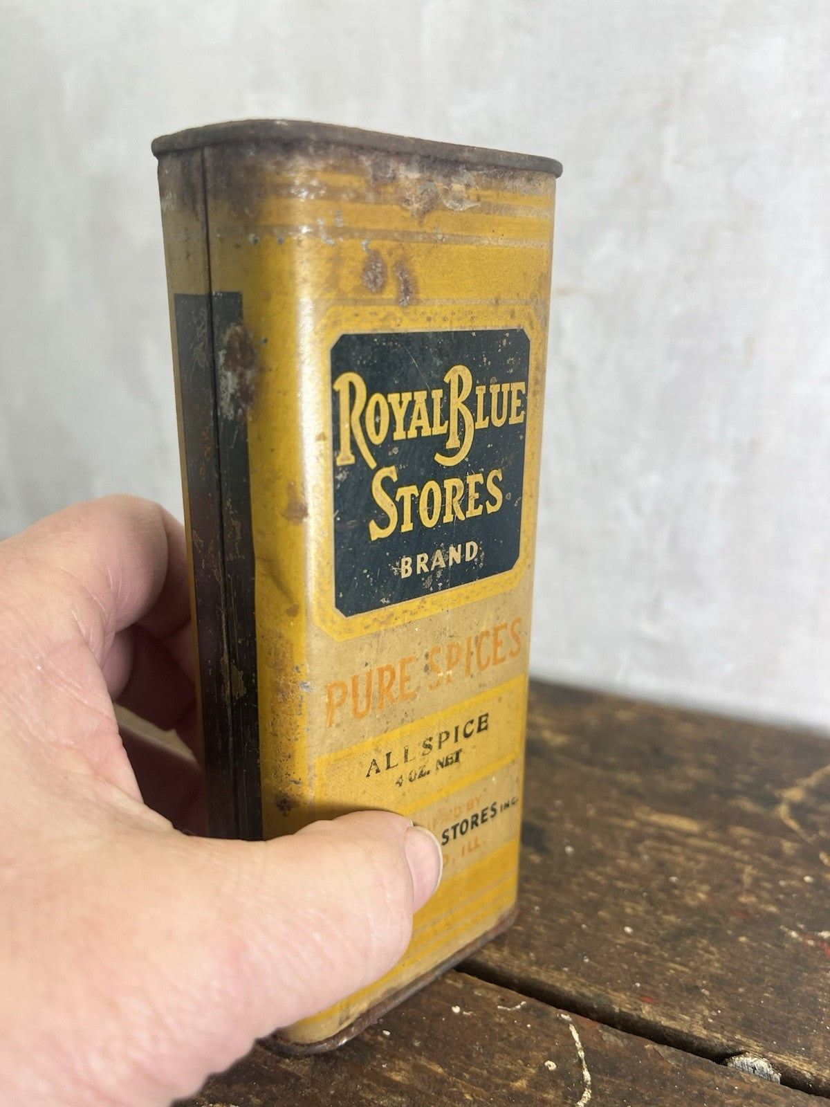 Royal Blue Stores Allspice Tin Vintage 