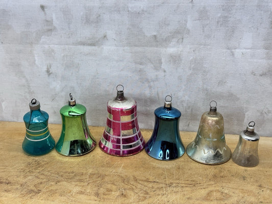 Antique 6 Bell Ornaments # 1272
