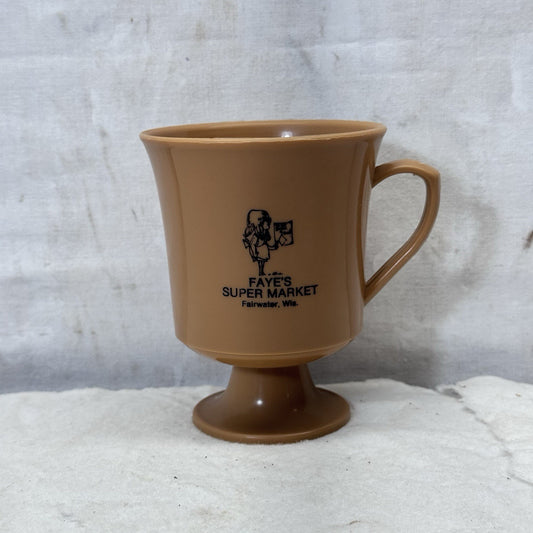 Faye’s Super Market Fairwater Wisconsin Plastic Cup Vintage Advertisement NOS
