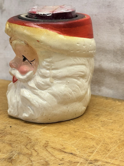 Santa Claus Head Candle Holder Inarco Japan NOS #1326