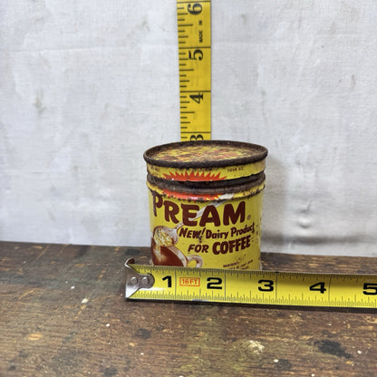 Pream Coffee Creamer Small Tin Can Vintage Rustic