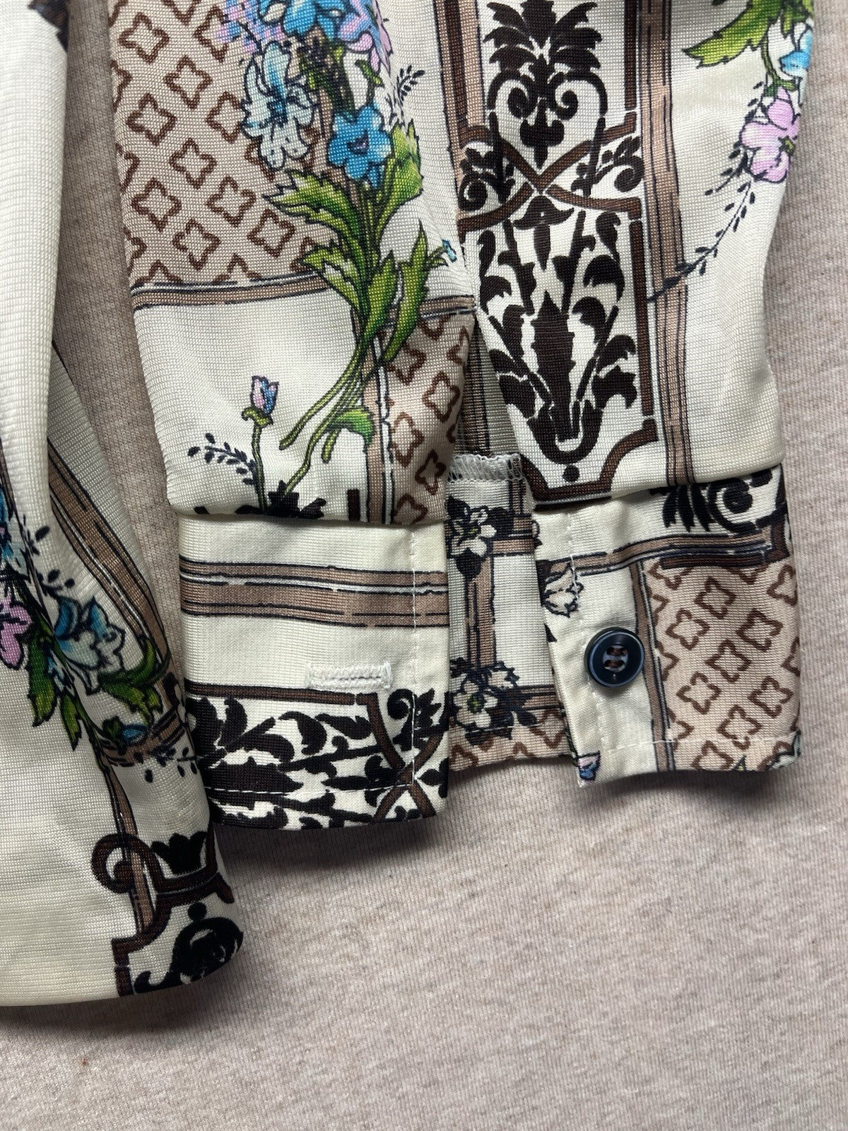 1960s, 70s Women’s Knit Flower Print L Sleeve Top