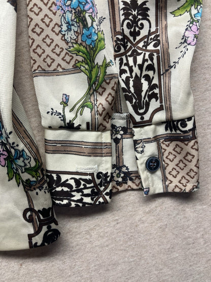 1960s, 70s Women’s Knit Flower Print L Sleeve Top