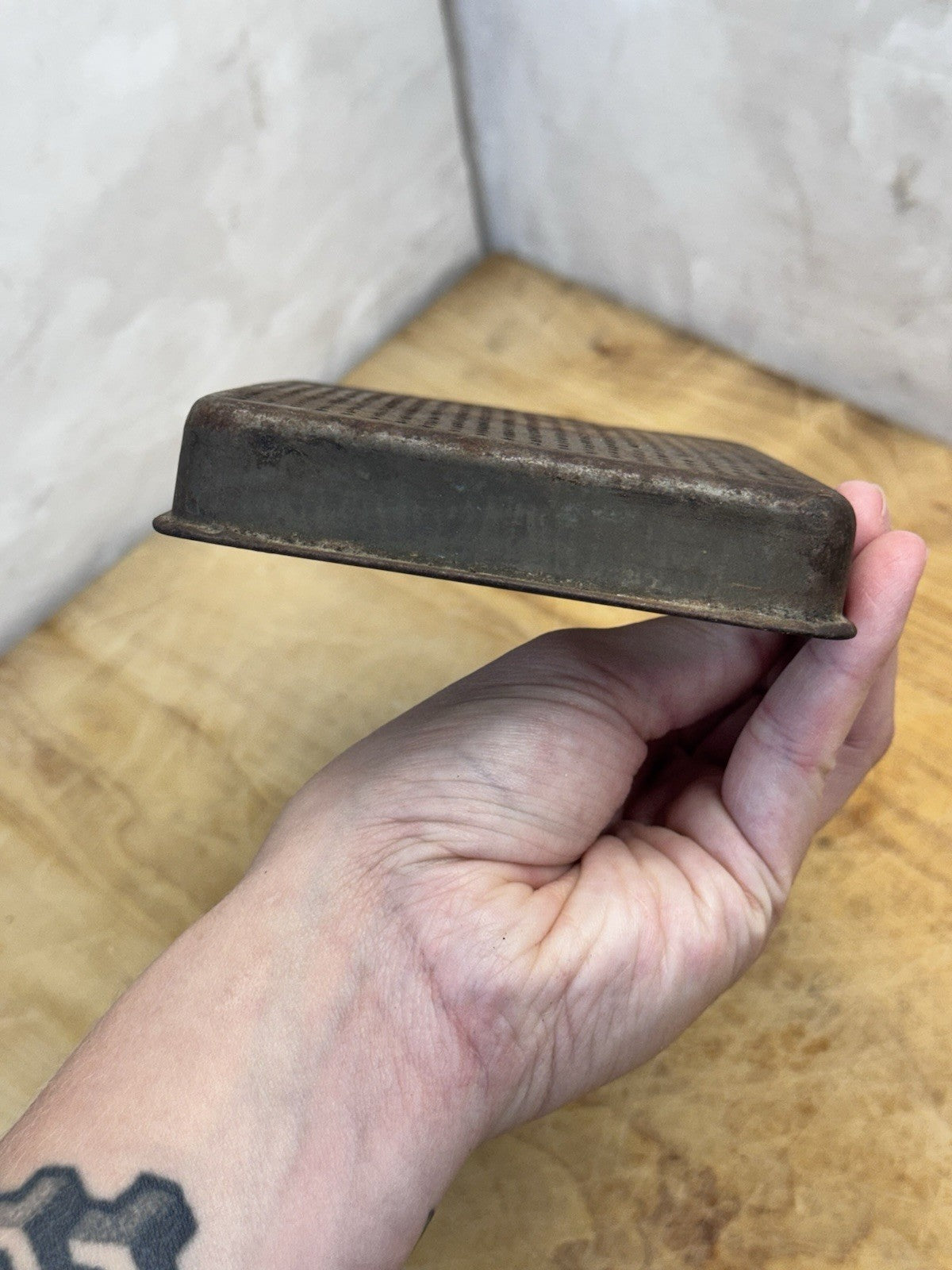 Antique Early Tin Strainer Square  #1439