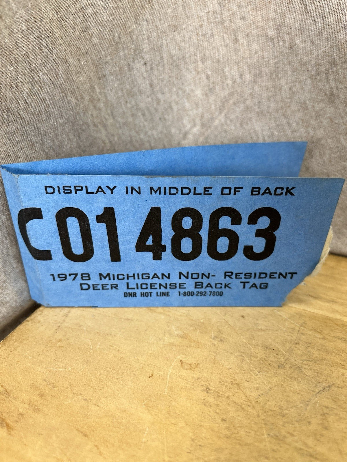 Michigan 1978 Non Resident Deer Back Tag (C014863)
