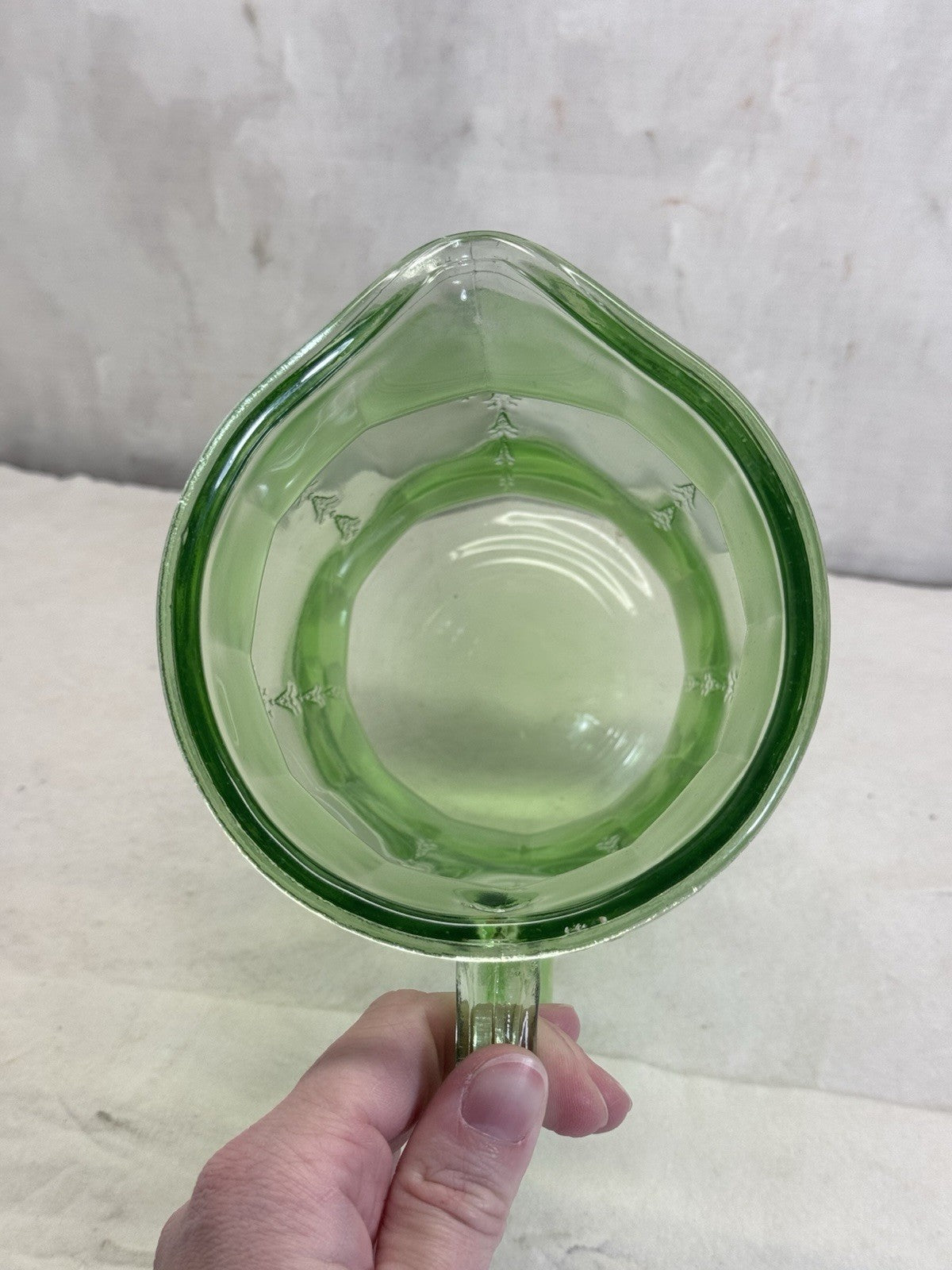 Uranium Glass Anchor Hocking Ballerina Pattern Pitcher Vintage